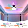 6-blades E27 Screw-on Household Silent Fan Light 3 Speeds Removable RGB Dimming Fan Light For Kitchen Bedroom Small Room