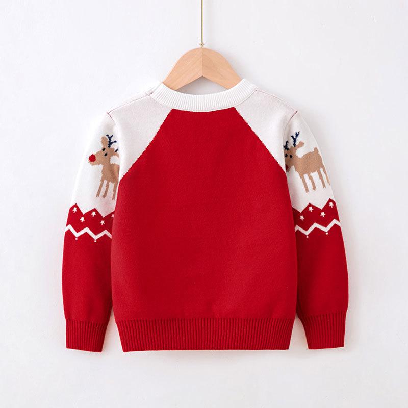 Christmas Sweaters Children Autumn Winter Warm Pullover Baby Cartoon Knitted Sweaters Kids Clothes 2-6 Year Boy Girl Xmas Jumper