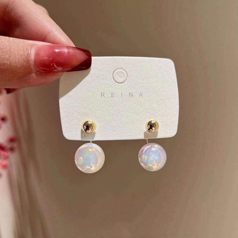 925 Silver Needle Exaggerated Pearl Earrings for Women - Trendy Two-Way Wear with Small Bean Studs