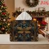 2D Flat 1pc, Tissue Box. Golden Scale Dragonfly Pattern Napkin Dispenser, Reusable, Daily Desktop Tissue Organizer, Suitable for Kitchen Living Room B