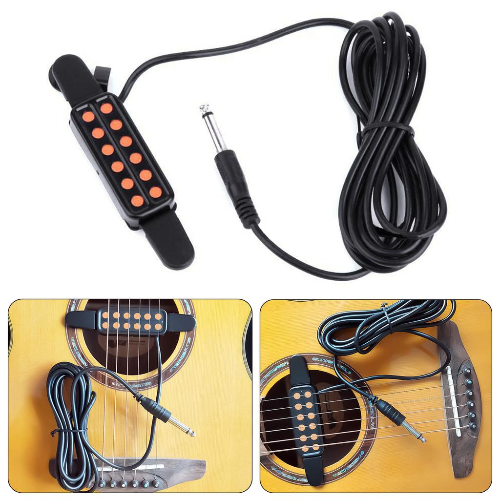 12 Hole Guitar Pickup Magnetic Transducer Acoustic Guitar Sound Hole Pickup With 6.35MM Plug Audio Cable Guitar Parts