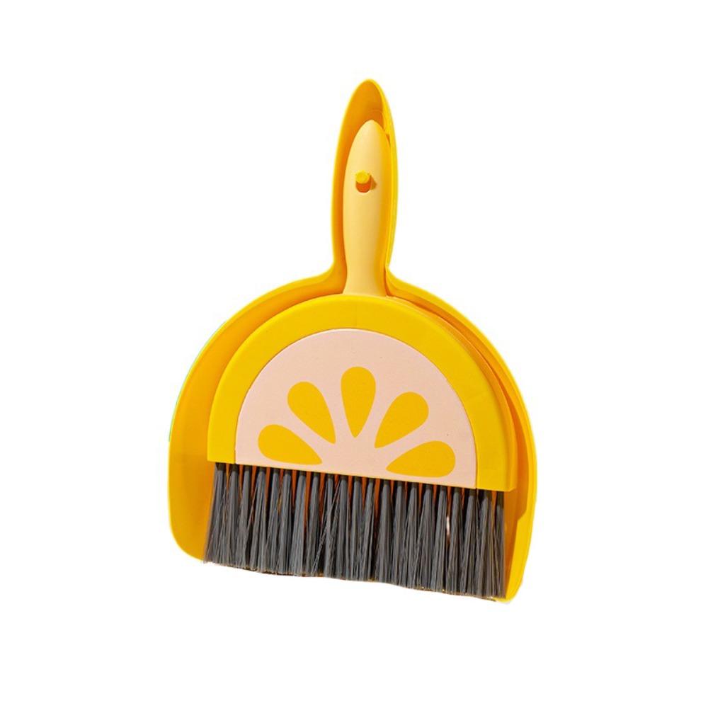 

Cute Small Broom Dustpan Set Portable Keyboard Small Broom Handheld Sweeping Travel Lemon