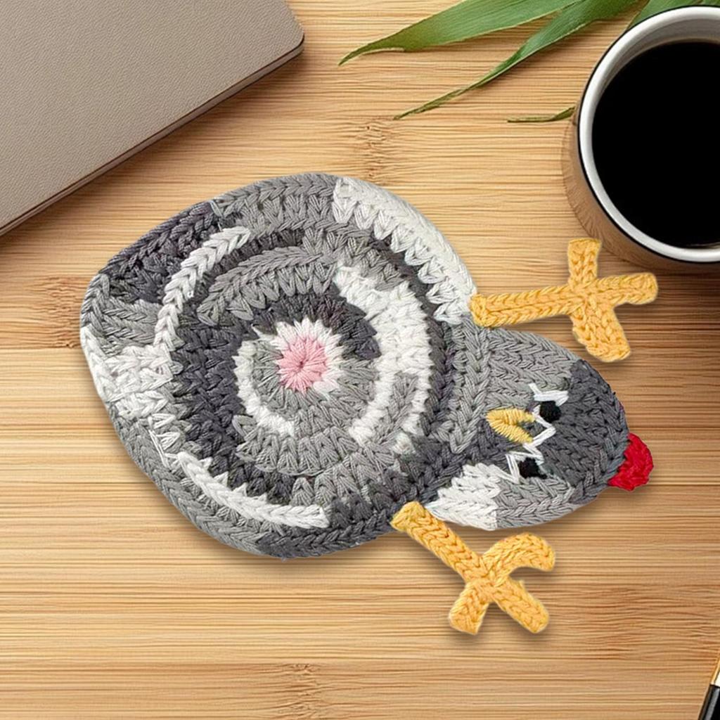 Funny Chicken Coasters Heat Resistant Absorbent Drink Coaster Crochet Placemats for Kitchen Table Desk Bar Coffee Cup Home Decor