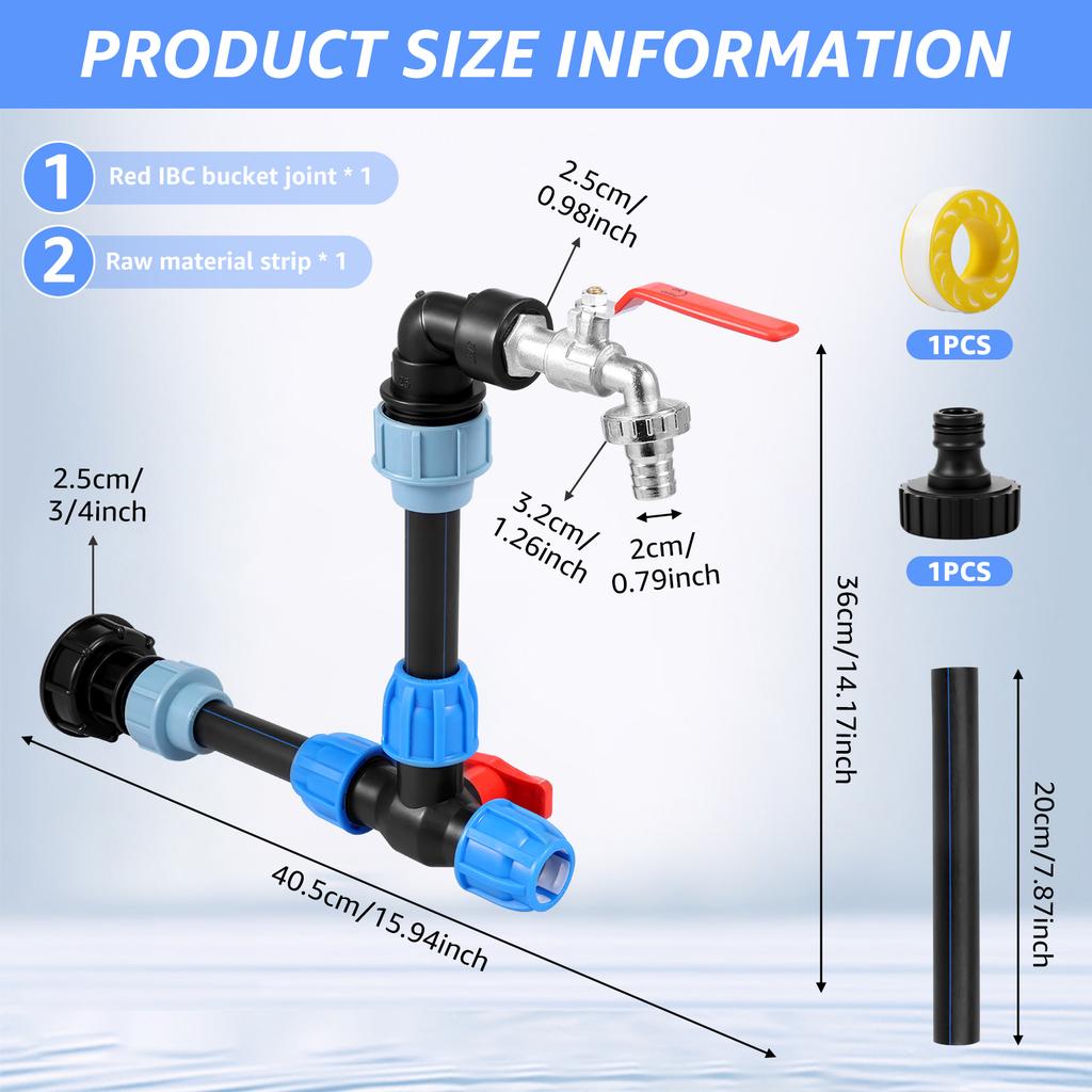IBC Tank Svanhals med 3/4 Tums Utloppskran Regnvattentunna Utloppskran IBC Tank Tillbehör Zinklegering för 1000L Regnvattentank
