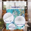 No Hook Hippocampus Pattern Shower Curtain With Snap-in Fabric Liner, Sheer Top Window, Waterproof Double Layer Bathtub Curtain