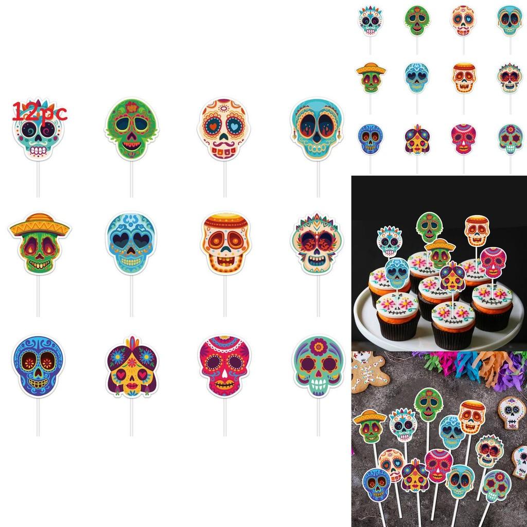 Halloween Skull Cake Topper Paper Party Decoration For Spooky Celebrations