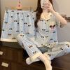 High-Value Plaid Puppy Three-Piece Pajamas Women'S Summer Thin Short-Sleeved Girls' Cloud Cotton Loungewear