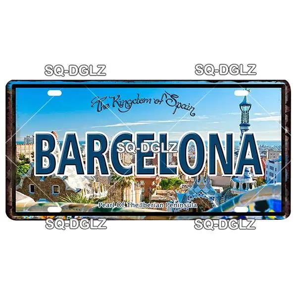 Europe City Plate Metal Sign - Vintage Tin Wall Decor for Bar
