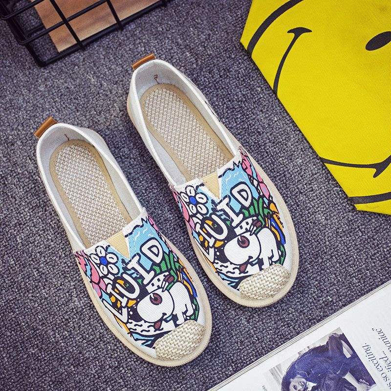 Spring cloth shoes one pedal flat-bottomed lazy fisherman breathable canvas single shoes
