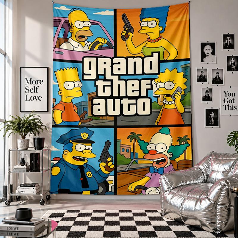 Wall TapestryThe Simpsons Art Hanging Cloth Decorative Background Cover for Room Decoration