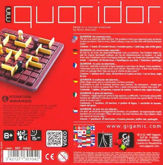 GIGAMIC Quoridor mini [Official Japanese Distributor] Board Game, Tabletop Game, Educational Toy, Brain Training Toy for Kids, France