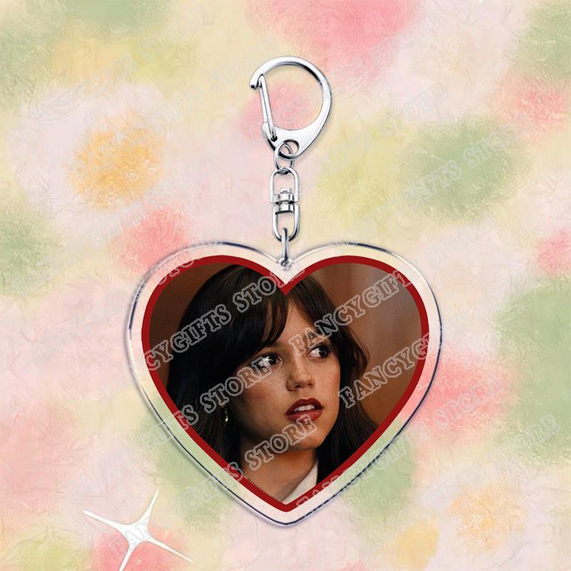 

Trending Actress Jenna Ortega Love Keychain for Accessories I Love My Girlfriend Red Heart Keyring Jewelry Fans Friends Gifts