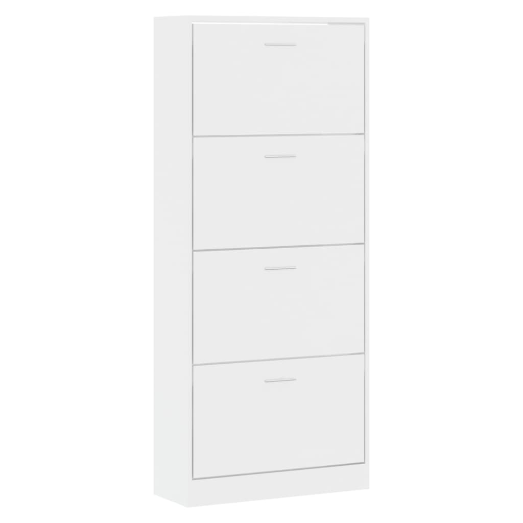 Shoe Cabinet High Gloss White 63 X 24 X 147 Cm Particleboard
