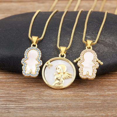 Nidin Nouvelle Mode Chanceux Enfant Forme de Bébé Pendentif Collier Pour Femmes Filles Garçons Chaîne Zircon Brillante Ras de Cou Bijoux Cadeaux Délicats
