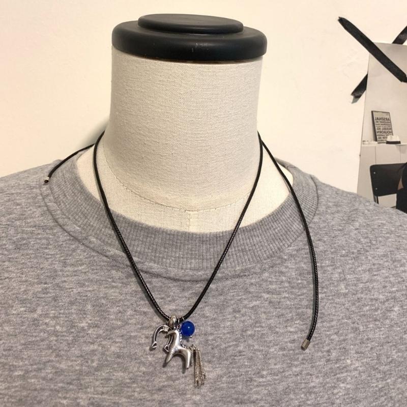 Artistics Horse Charm Jewelry Bohemian Styles Necklace Soft Wax Cord Chain Versatile Wardrobe Staple