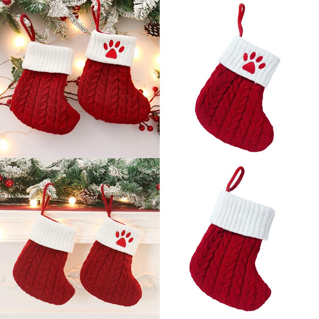 Christmas Socks Knitting Dog Paw Print Stocking Christmas Decoration For Home 2026 Xmas Tree Ornament Gift Navidad Natal 2026