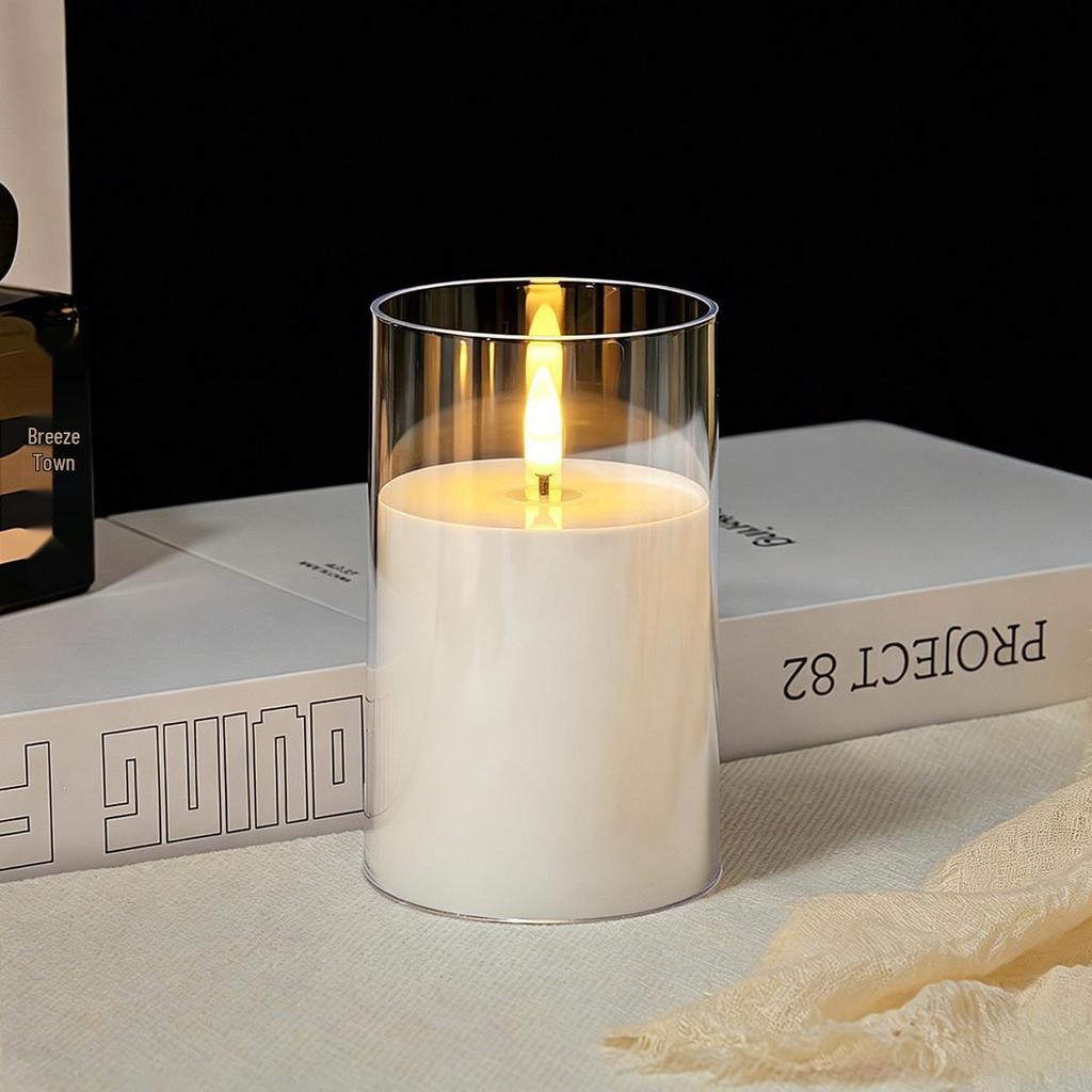 Acrylic Bullet-Shaped Remote-Controlled Flameless Candle Lamp