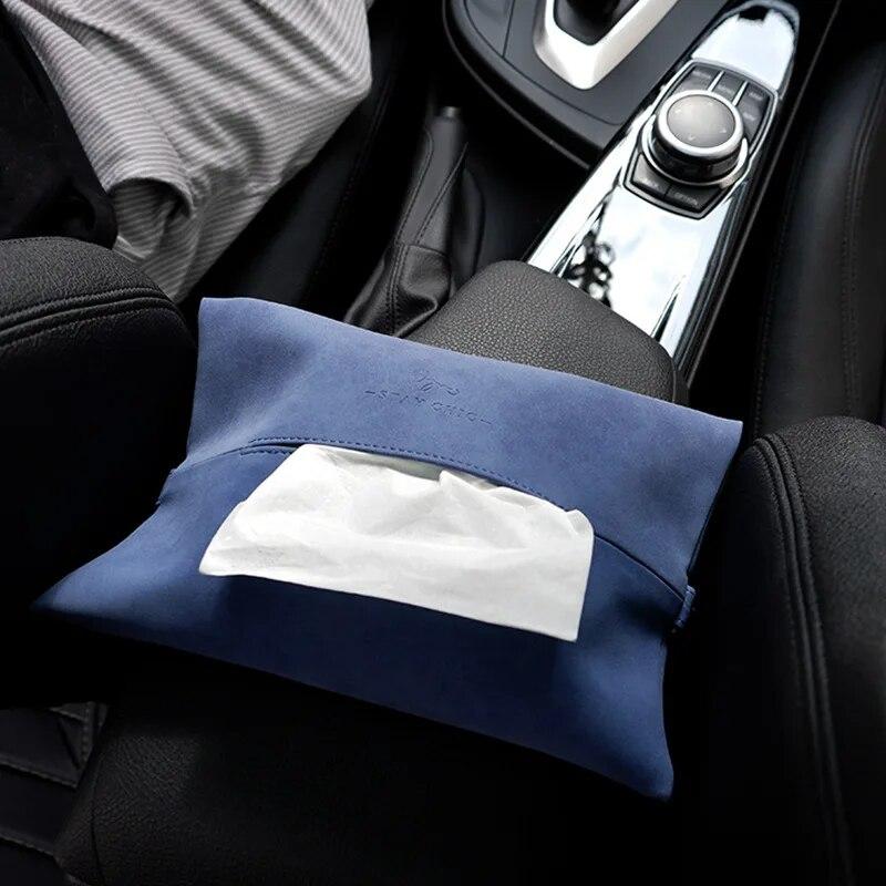 Hanging PU Leather Tissue Box Holder for Car Home Office Chic Restaurant Dining Table Napkin Dispenser Bathroom Paper Holder