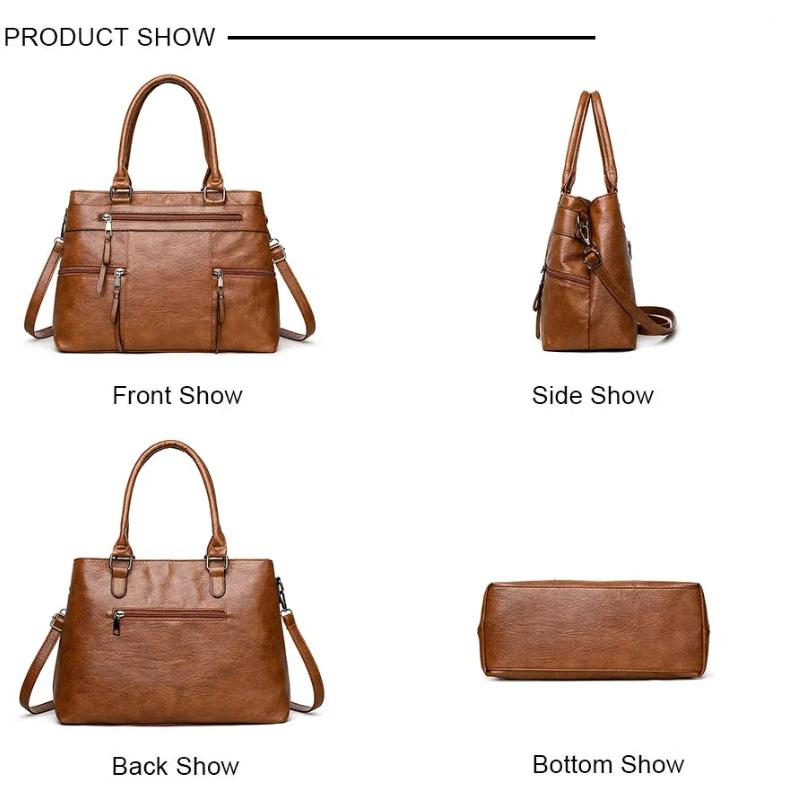 Elegant Handbag for Women High Quality Leather Top-Handle Bags Purse Ladies Shoulder Crossbody Bag Large Casual Tote 2025