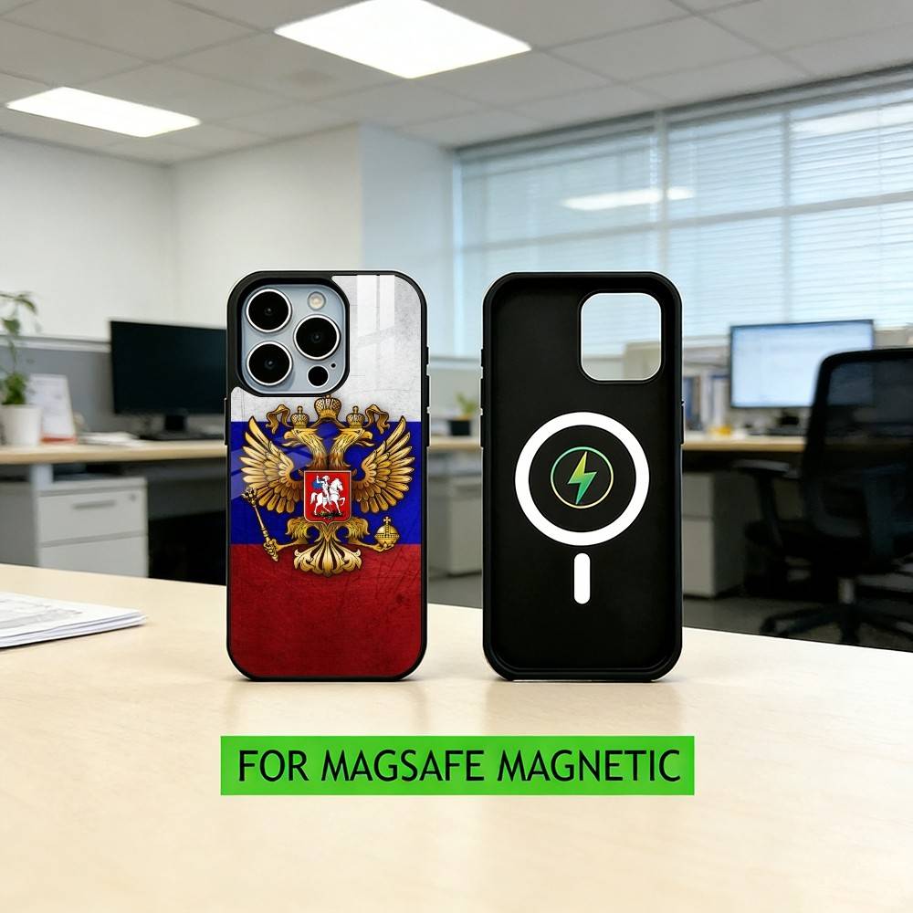 Russia F-Flag National Emblem  Phone Case For iPhone17,16,15,14,13,12,11 Plus,Pro Magnetic with Magsafe Wireless Charging