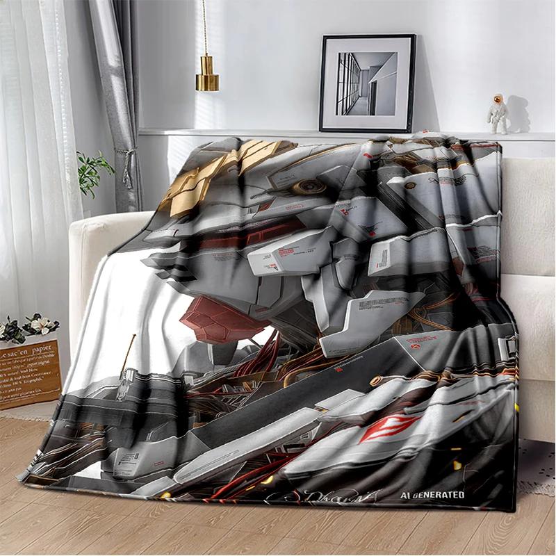 HD Robot GUNDAM Cartoon Soft Flannel Blanket for Bed Bedroom Sofa Picnic,Throw Blanket for Cover Office Christmas Gift Kids