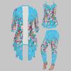 Plus Size Floral Print 3 Piece Outfit, Long Sleeve Open Front Cardigan Cami Top Leggings Set for Women