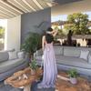 Sleeveless V-neck Neck Dress, Gentle Temperament, Fungus Edge Backless Dress, Beach Dress, Long Dress Elegant