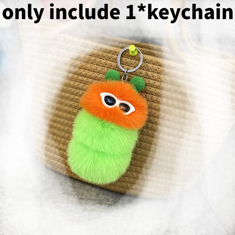 

Caterpillar Plush Keychain Cartoon Stuffed Animal Pendant Creative Car Key Chain оранжевый