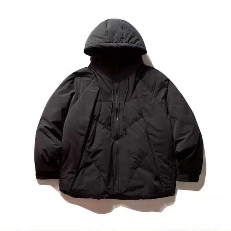 Harajuku Trendy Versatile Men s Hooded Cotton Coat 3XL чёрный