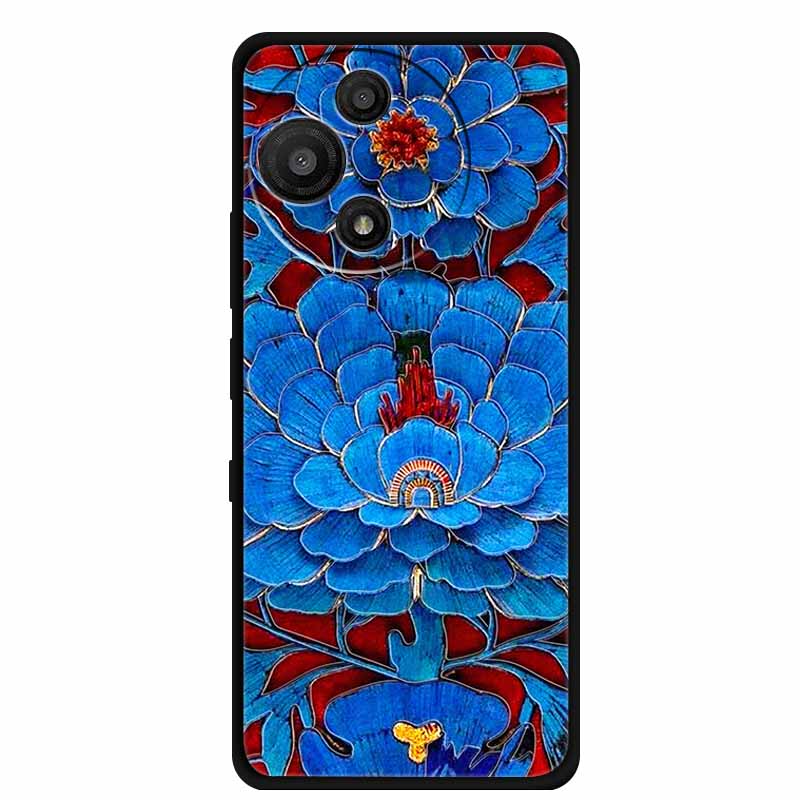 For TCL 60 SE Nxtpaper Case 3D Emboss Relief Flowers Black TPU Silicone Soft Back Cover Cases For TCL 60R Case 6.7" Fundas Bag