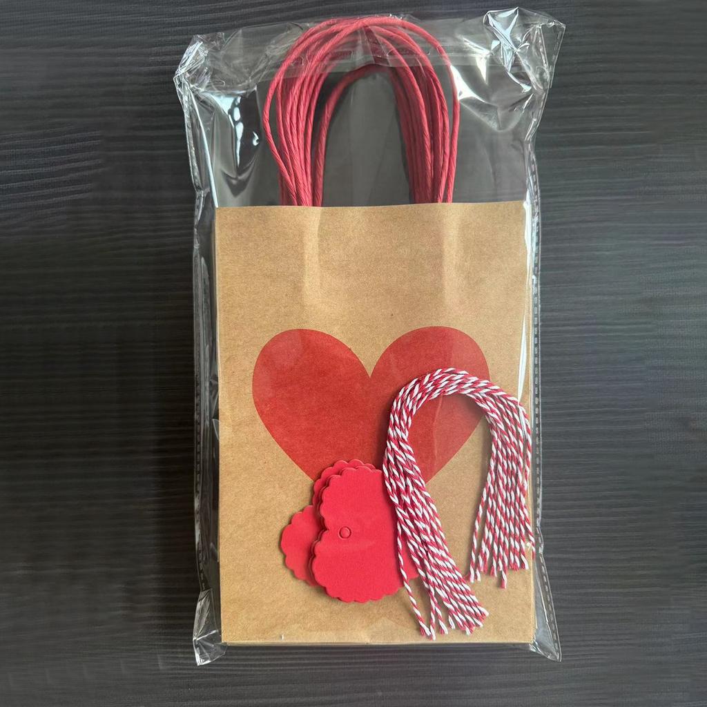 10/12 Packs Valentine's Day Heart Gift Bags With Handles And Heart Tags Red Paper Gift Bags For Valentine Anniversary Wedding