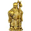 Estátua de Latão do Deus da Longevidade Feng Shui – Figura Chinesa de Saúde e Prosperidade para Entrada, Mesa de Escritório em Casa ou Prateleira, Espaço de Meditação,