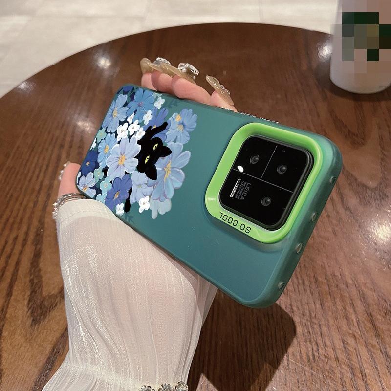 Custodia Gatto Fiore Per iPhone 16 Samsung A55 A35 A34 S24 FE Xiaomi Redmi Note 13 Pro 14C Huawei Honor 200 Bumper Telefono Antiurto Copertura Completa Antigraffio