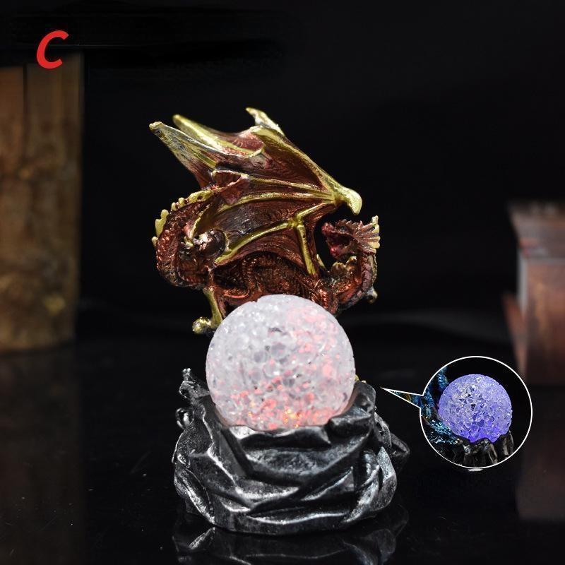 1 Pc Color Change Lava Resin Base Dragon Statues Luminescent Dinosaur Holy Dragon Battle Dragon Home Desktop Sculpture Kids Gifts