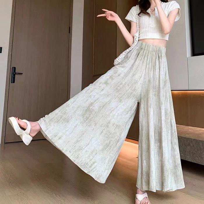 

Women s Slimming High-Waisted Tie-Dye Wide-Leg Skirt Pants - Summer 2026 Fashion Trend XL абрикосовый
