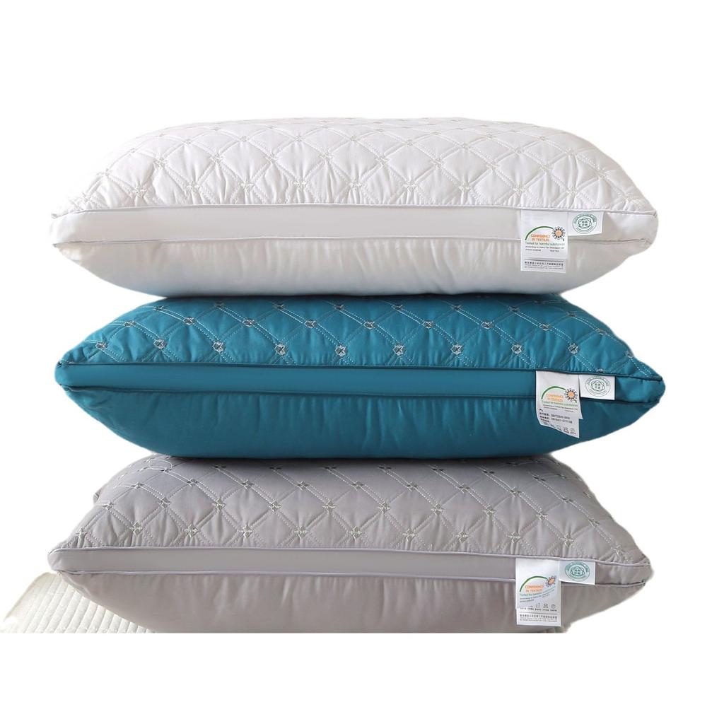 Checkered Embroidered Velvet Breathable Neck Protection Helps Sleep Hotel Pillows Pillow Cores