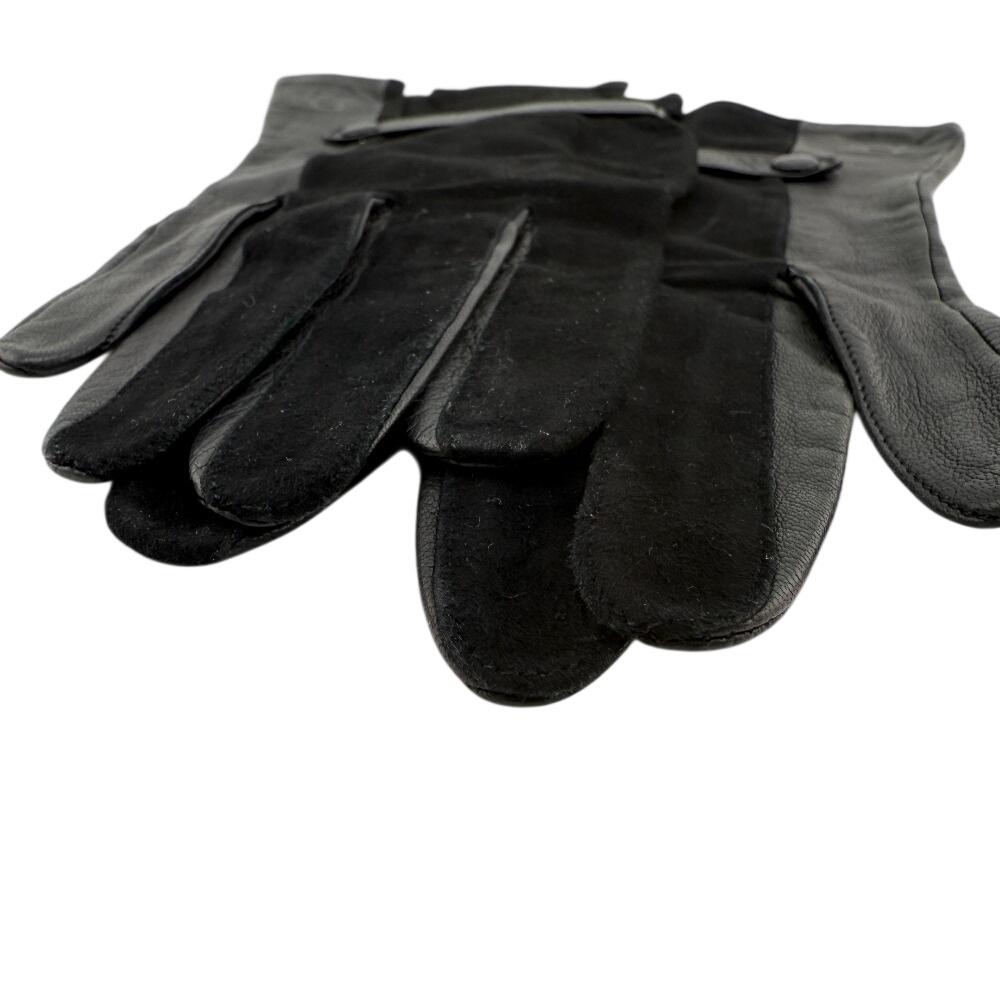 Dior suede Logo embossing leather gloves black leather Women Used