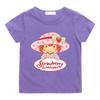 Cute Strawberry Shortcake T-Shirt for Children Retro Cartoon Print Tees Cotton 100% Short Sleeved Casual O-Neck Kids Tops Summer