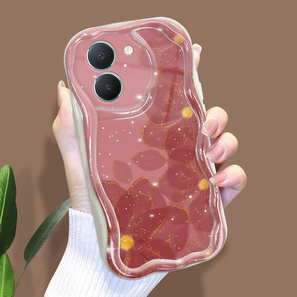 

Милый мультяшный узор, кремовая текстура, мягкий силиконовый чехол с волнистыми краями, чехол для телефона для Vivo Vivo Y30 белый