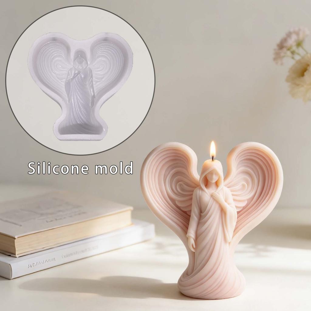 3D Wings Angel Silicone Candle Mold Goddess Sculpture Gypsum Making Tool DIY Church Decoration Native Dropping Resin Mold