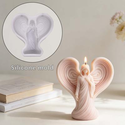 3D Wings Angel Silicone Candle Mold Goddess Sculpture Gypsum Making Tool DIY Church Decoration Native Dropping Resin Mold