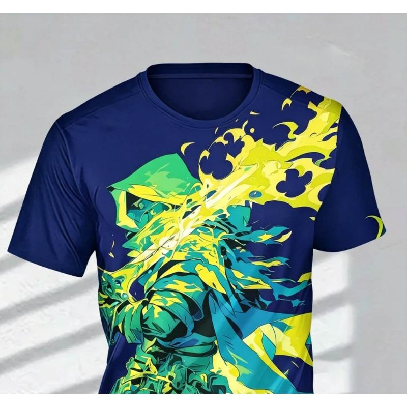 Men's Fashion 3D Printed Men's T-Shirt Round Neck Short Sleeve Trendy Street Wear