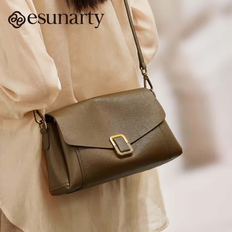 ESUNARTY 2026 Genuine Leather Pillow Crossbody Shoulder Bag