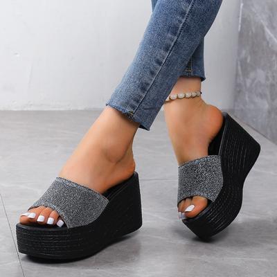 2024 Summer New Fish Mouth Slippers Casual One Line Thick Sole Lightweight Elevated Women's Shoes Comfortable and Anti Slip