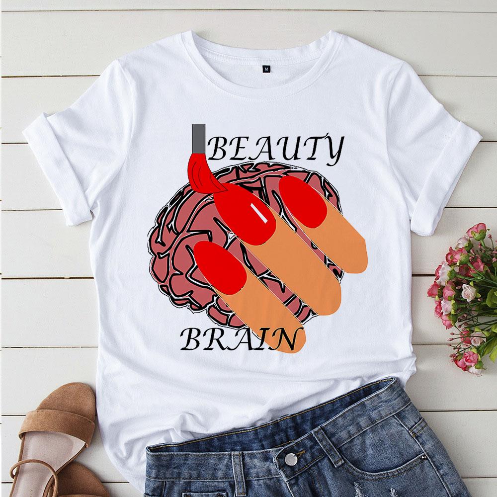 Niedlicher Liebes-Nagellack im koreanischen Stil Weiße T-Shirts Damen T-Shirts 90er Grafik-T-Shirt Camiseta Mujer Niedliches lässiges Mädchen-Tee