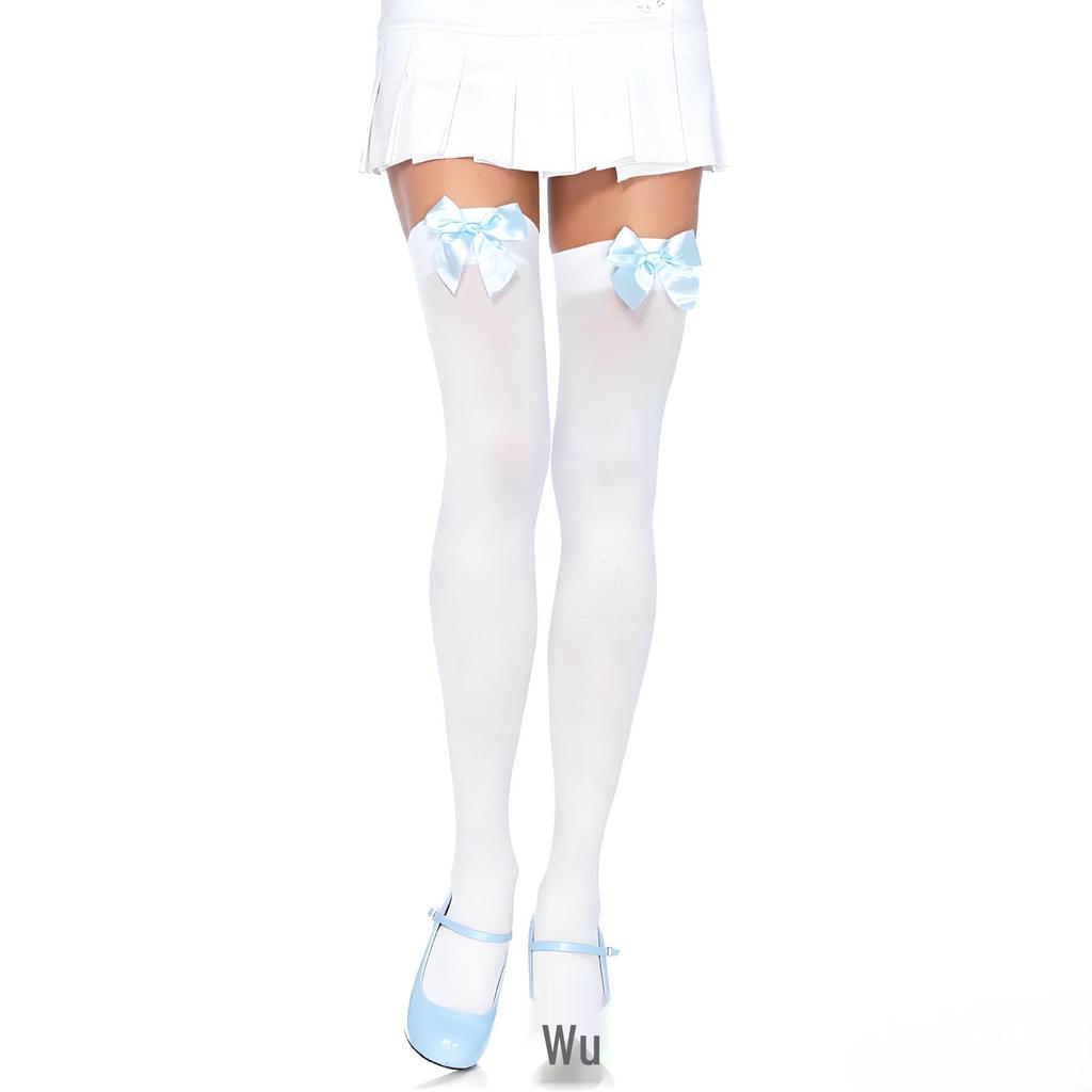 Damen Pinke Over-the-Knee Strümpfe mit Schleifen - Halloween Cosplay Kostüm Zubehör