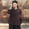 Johnature Women Vintage Shirts Tops Spring Chinese Style Solid Color Stand Long Sleeve Pockets Blouses