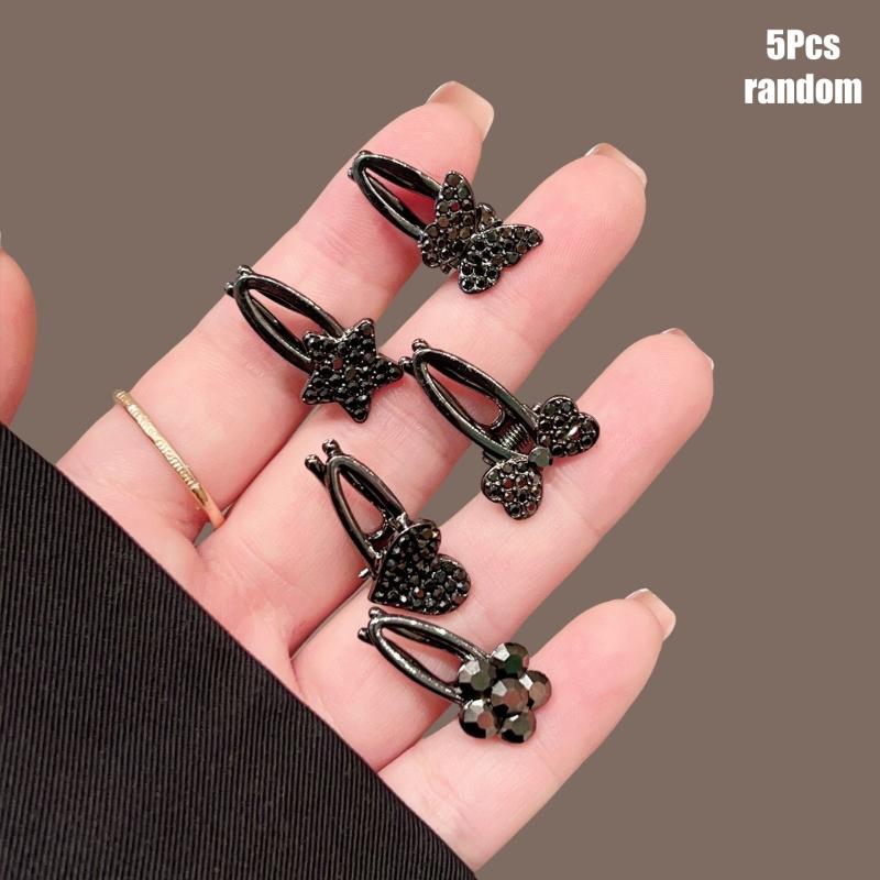 5Pcs Glitter Shiny Butterfly Knot Love Star Flower Small Hairpin For Women Side-Blowout Hair Accessory Hair Clip Styling