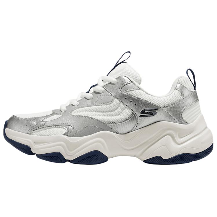 Skechers DLites Comfortable Fashion Shock Absorbing Durable Breathable Supportive Increased Height Low Top Dad Shoes Men sneakers Silver 118330-SIL 41