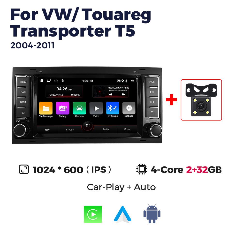 Navifly 7-inch Android Auto Carplay All-in-one pentru Volkswagen VW Touareg Multivan T5 Transporte 2004-2011 Radio auto 2 Din GPS BT